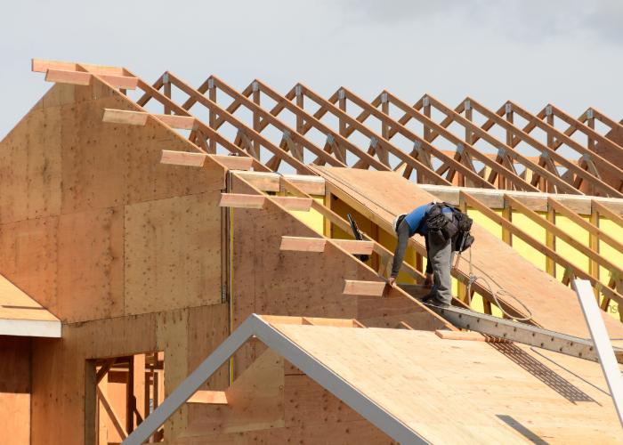The layers of a new roof construction.